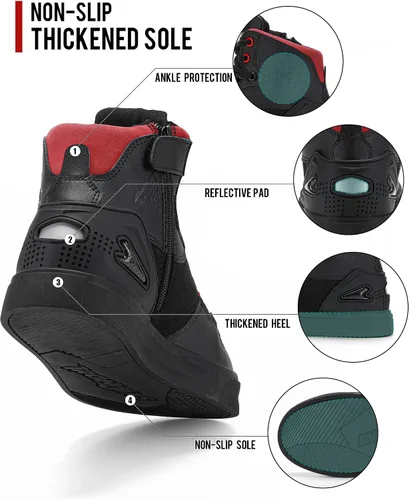 Miniatura 6 de Grapelet Zapatos de motocicleta para hombre, antideslizantes, botas protectoras de motocross con cremallera lateral, soporte de tobillo