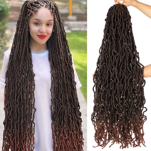 Miniatura 22 de Youngther Cabello sintético de ganchillo de 24 pulgadas, 6 unidades, 84 soportes, extensibles, cabello de ganchillo suave de diosa, cabello 1b
