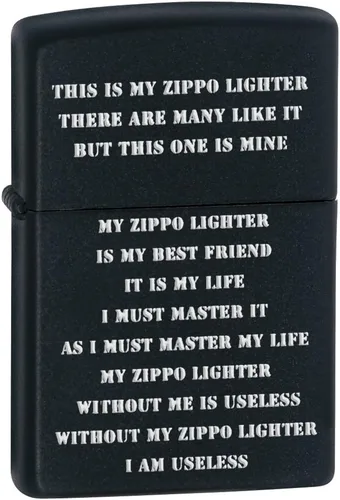 Miniatura 33 de Encendedor de bolsillo Zippo negro mate con diseño de logo de Zippo Logotipo de oro mate negro