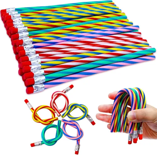 35 lápices suaves flexibles de 7 pulgadas, rayas coloridas para el día de San Valentín, regalo del día del niño, estudiantes, regalos de aula,