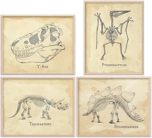 Miniatura 28 de DREAM BIG PRINTABLES Impresiones artísticas de acuarela de dinosaurios (juego de 4) – sin marco – 8 x 10 s El juego incluye tiranosaurio Rex