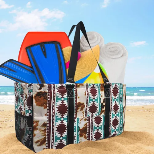 Miniatura 249 de NGIL Bolsa de comestibles reutilizable extra grande plegable de gran tamaño para comestibles, almacenamiento, picnic, playa, Bronco-negro occidental