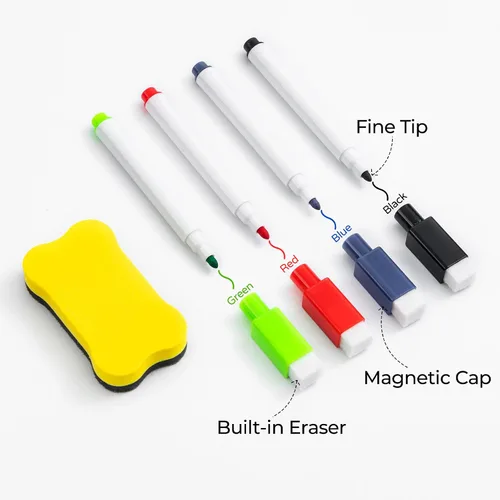 Miniatura 7 de M&G Pizarra magnética de borrado en seco para refrigerador, pizarra blanca de 12 x 8 pulgadas para cocina, juego de pizarra blanca pequeña con 4