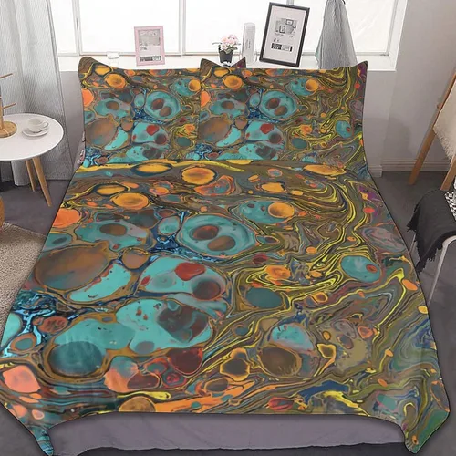 Miniatura 20 de Juego de 3 piezas de edredón neón que brilla en la oscuridad, funda de almohada de microfibra con cremallera para cama matrimonial, Queen