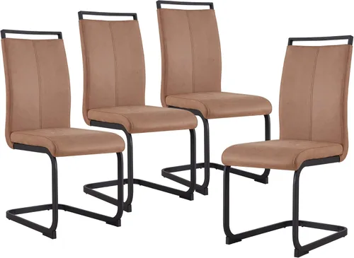 Miniatura 26 de gopop Juego de sillas de comedor, sillas modernas de metal con asiento acolchado de piel sintética, respaldo alto y patas cromadas resistentes, claro