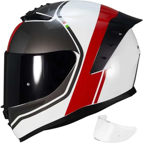 Casco de motocicleta de cara completa, cascos para motocicleta de adultos, MG611, casco de motocicleta de carreras de calle con visera negra para