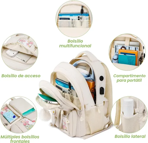Miniatura 2 de kadilong Mochila escolar para adolescentes y niñas, lindas mochilas para mujeres, mochila estética para laptop, mochila para la escuela secundaria