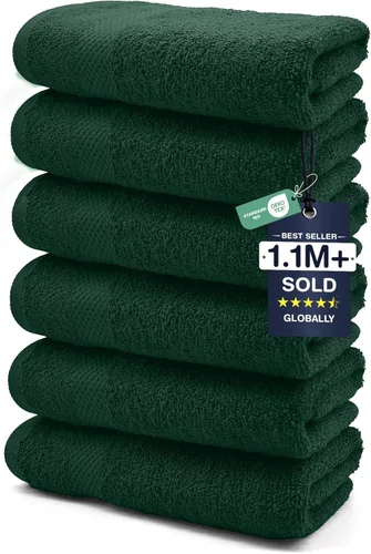 DAN RIVER Paquete de 6 toallas de mano premium (16x28 pulgadas) - 100% algodón, toallas ultra suaves, ligeras, altamente absorbentes para baño, spa,