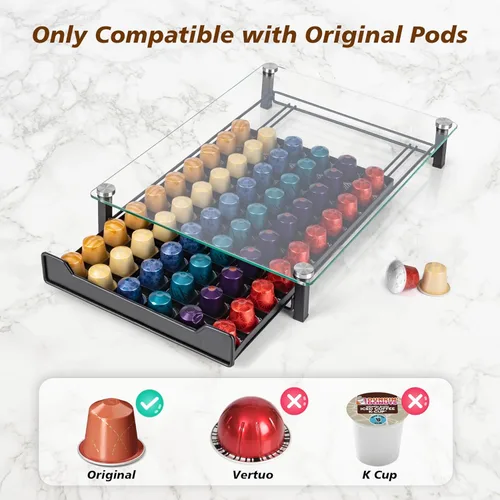 Miniatura 4 de RECAPS Soporte para cápsulas de café de almacenamiento de cápsulas pequeñas compatible con Nespresso Original Line Coffee Pods Organizador de cocina