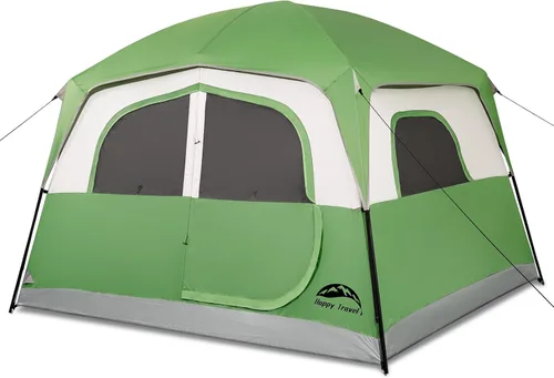 Miniatura 10 de Happy Travel Tent 6 Person Tents for Camping, Waterproof Easy Setup Camping Tent with Rainfly, Portable Large Family Cabin Tent with 5 Large Mesh