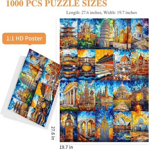 Miniatura 5 de ALL4JIG Rompecabezas de construcción divertido para adultos y niños, 1000 piezas, 27.6 x 19.7 pulgadas, regalo de Papá Noel secreto de Navidad