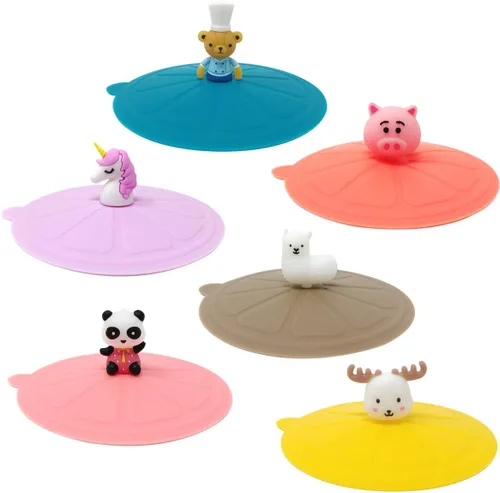 Miniatura 13 de allydrew Tapas de silicona para tazas, antipolvo, a prueba de fugas, para bebidas frías y calientes (juego de 6), orejas de conejo