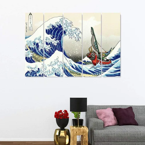 Miniatura 7 de Arte de Lienzo para Pared con Dibujos Animados Inspirado en la Gran Ola de Kanagawa Estampado de Océano Estilo Anime Japonés Decoración