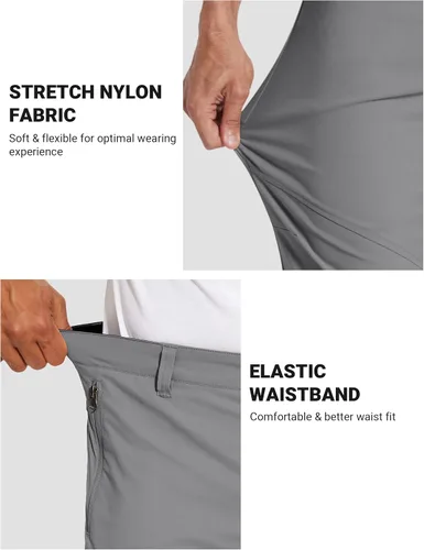 Miniatura 4 de PULI Pantalones de senderismo elásticos para hombre con 5 bolsillos, impermeables, ajustados, para golf, casual, viajes, trabajo, para hombre