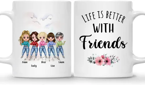 Miniatura 11 de Gossby Taza personalizada para amigas, Besties Forever, regalo personalizado para mejores amigas para mujeres con nombres de avatares, regalo 4