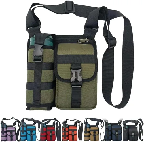 Miniatura 13 de Bolsas de hombro con soporte para botella de agua, bolsa cruzada para botella de agua, bolsa cruzada para deportes al aire libre, Azul, Bolsa