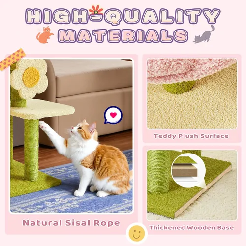 Miniatura 6 de Erinnyees Árbol de flores para gatos, torre para gatos de 38.2 pulgadas, torre de árbol de gatito de varios niveles para interiores, casa de gatitos