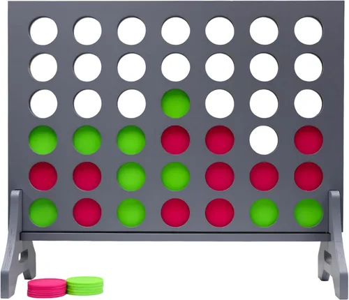 Miniatura 58 de Juego gigante 4 en una fila para familia y adultos – Tailgating Pros Jumbo de madera gris cuatro en una fila juego de patio para interiores
