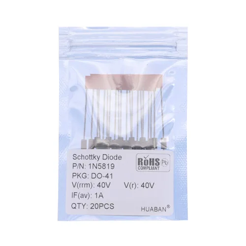 Miniatura 9 de 100 diodos rectificadores de barrera Schottky 1N5818 Schottky 1A 30V DO-41 (DO-204AL) axial 5818 1 Amp 30 voltios