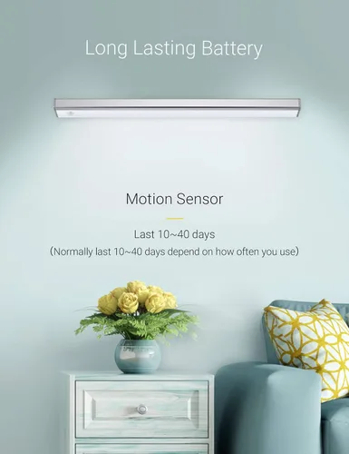 Miniatura 7 de Iluminación automática inalámbrica de 48 LED para gabinete de cocina, sensor de movimiento, luz recargable, luz de despensa, luces de armario a
