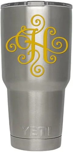 Miniatura 75 de Monogram - Calcomanía troquelada/vinilo adhesivo. Haga clic para opciones de color/letra. Disponible en cuatro colores y todas las letras de la A
