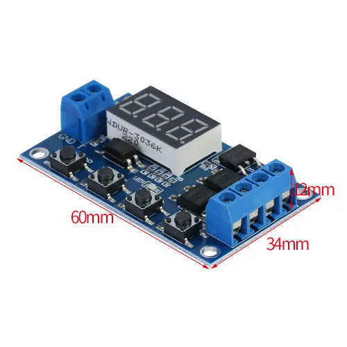 Miniatura 2 de Relé de temporizador, módulo de retardo de pantalla LED, CC 5V-30V, relé de retardo de tiempo, ciclo de encendido/apagado, placa de interruptor
