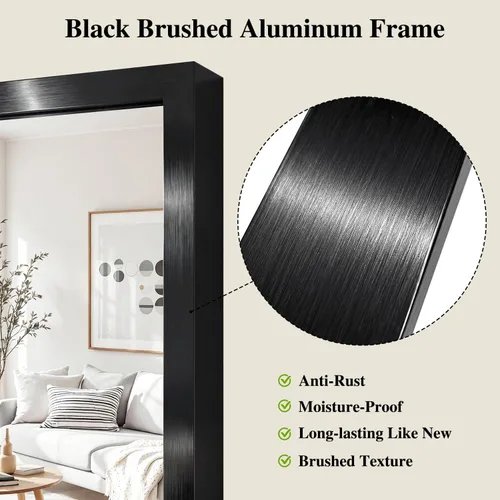 Miniatura 4 de Koonmi Espejo de pared rectangular negro, espejo de baño de 24 x 32 pulgadas, espejo de tocador con marco de aluminio para entrada, sala de estar