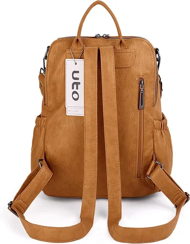 Miniatura 7 de UTO Mochila de cuero vegano para mujer, diseño de moda, convertible con borla, para viajes, con borla