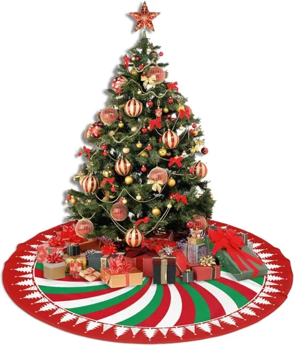 Miniatura 3 de Falda de Árbol de Navidad con Diseño de Dulces en Remolino de 36 Pulgadas, Alfombra de Árbol de Navidad, Decoración de Fiesta Navideña de Invierno 7