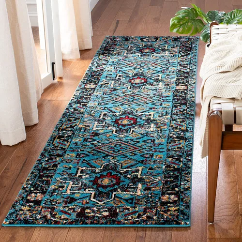 Miniatura 34 de SAFAVIEH Vintage Hamadan Collection Alfombra - 5'3" x 7'6", Rojo & Multi, Diseño tradicional persa, que no desprende pelusa y fácil de limpiar