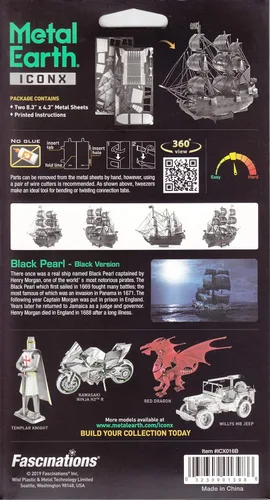 Miniatura 7 de Rompecabezas de metal tierra 3D negro perla barco piratas del Caribe rompecabezas de metal modelo kits para adultos nivel moderado 5.8 x 1.8 x 4.5 in