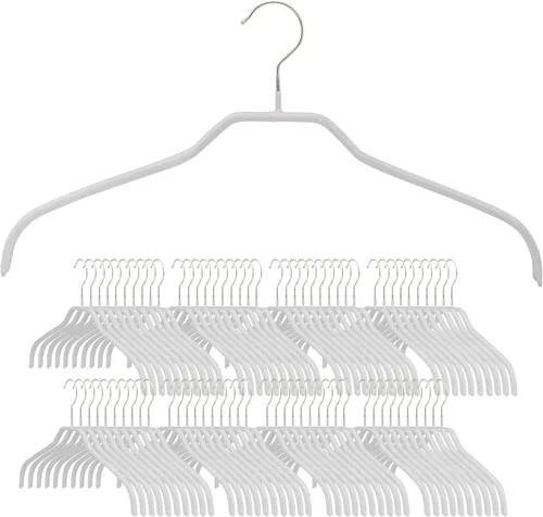 Miniatura 13 de MAWA - Perchas estrechas pequeñas de acero con revestimiento antideslizante, para camisas, vestidos, trajes, camisolas, chaquetas, gancho giratorio