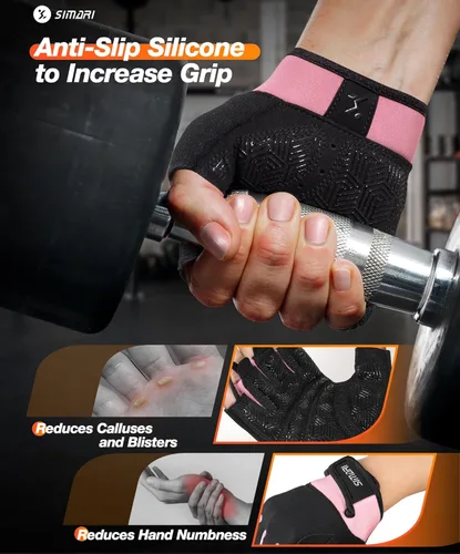 Miniatura 3 de SIMARI Guantes transpirables de entrenamiento para hombres y mujeres, guantes de levantamiento de pesas con acolchado, agarre, protección completa