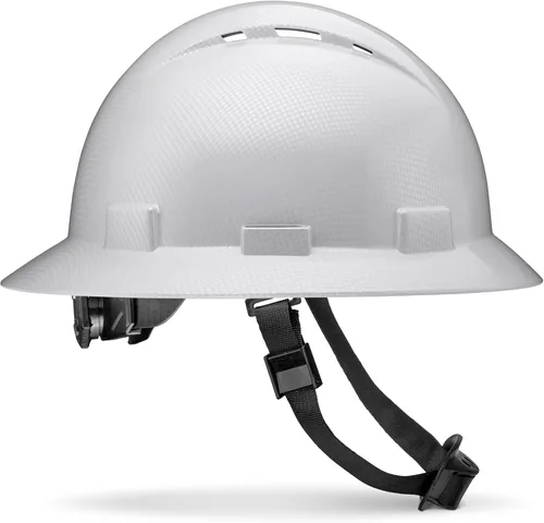 Casco de construcción OSHA de ala completa con diseño de tatuaje/calavera, acabado mate, con suspensión de 6 puntos Fibra de carbono gris claro