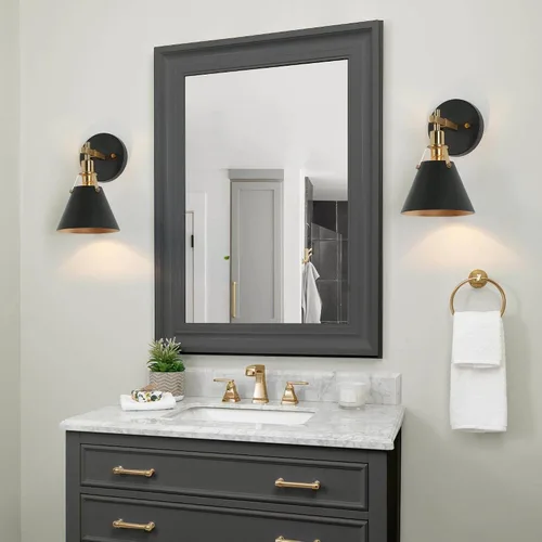 Miniatura 4 de KSANA Apliques de Pared Negros, Lámparas de Pared Modernas de Estilo Granja en Oro para Dormitorio, Sala de Estar, Pasillo