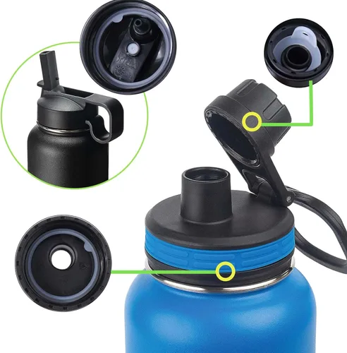 Miniatura 5 de Vodolo Junta de silicona de repuesto para Thermoflask 24oz/32oz/40oz/64oz, cada una con pinza para tapa de botella de agua con popote, tapa para 9PCS