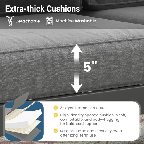 Miniatura 4 de Solaste Aluminum Patio Sofa with Coffee Table,3 PCS Patio Furniture Set with Cushions, All-Weather Outdoor Sofa for Balcony, Deck, Backyard, Porch