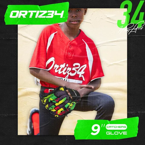 Miniatura 2 de Guante de T-Ball con Graffiti de 9" - Guante de Béisbol Juvenil con Graffiti David Ortiz - Para Diestros, Fácil de Cerrar, No Requiere Verde/Púrpura