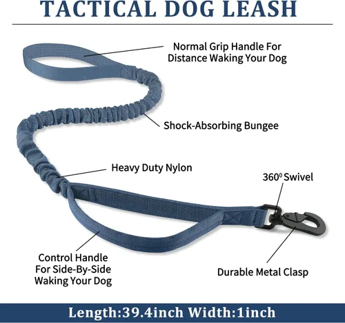 Miniatura 5 de COOYOO Juego de 3 collares tácticos para perros, collar ajustable de nailon para entrenamiento militar con mango de control y hebilla de metal