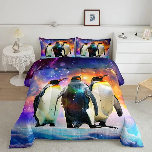 Miniatura 24 de Feelyou Juego de ropa de cama con diseño de dragón y galaxia, cielo estrellado, para niños y niñas, diseño de dragón, decoración colorida, colección