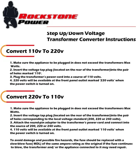 Miniatura 7 de ROCKSTONE POWER Transformador convertidor de voltaje de 1000 vatios - Convertidor de energía de alta resistencia de 110 V/120 V/220 V/240 V