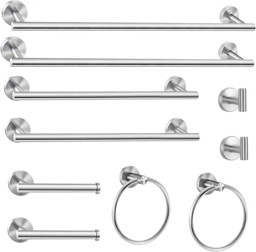 Miniatura 12 de Cilee Juego de accesorios de baño de 10 piezas, color negro mate, paquete de 2 accesorios de baño de 5 piezas, incluye soporte para papel higiénico