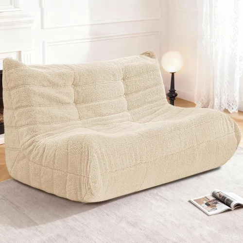Miniatura 92 de Puf para adultos, silla puf grande, sillón con relleno de espuma viscoelástica para el hogar, apartamento o sala de juegos, gris afelpado Felpa gris