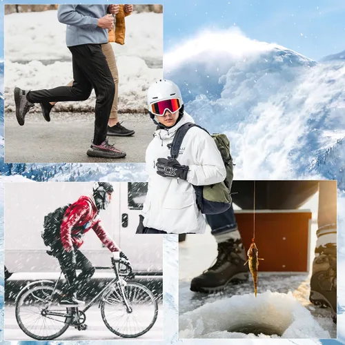 Miniatura 7 de ROCKBROS Guantes de ciclismo de invierno para hombres y mujeres, resistentes al agua, guantes de pantalla táctil que absorben los golpes, guantes