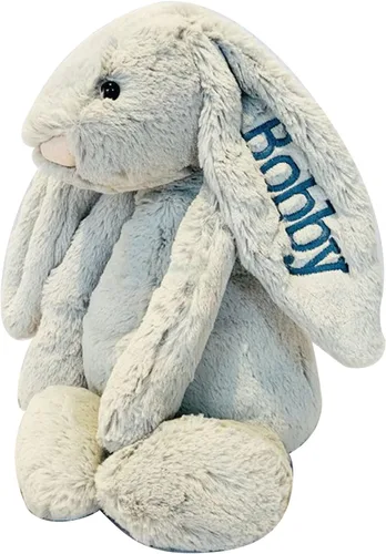 Conejito de peluche bordado con nombre del niño hecho a mano juguete de peluche personalizado primer regalo de Pascua del niño