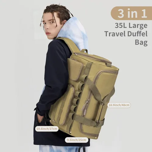 Miniatura 2 de Bolsas de gimnasio para hombres, 35L55L, bolsa de lona táctica, bolsa de viaje deportiva, bolsa de gimnasio, fin de semana, mochila nocturna