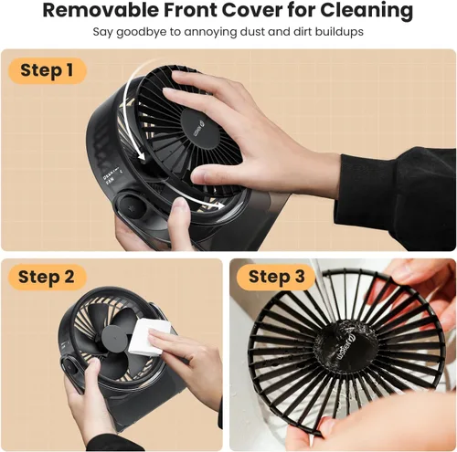 Miniatura 4 de WSKEN Ventilador de escritorio pequeño USB, diseño estético, mini pero potente, portátil, ultra silencioso, ventilador personal de escritorio de 3