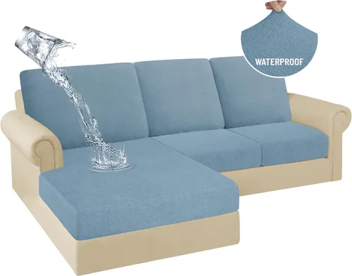 Miniatura 14 de HDCAXKJ Fundas de Cojines para Sofá Seccional 100% Impermeables, 3 Piezas, Forma de L, Funda Seccional Elástica para Chaise, Juego de Fundas