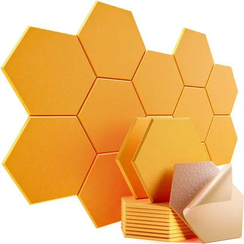 Miniatura 127 de Paquete de 12 paneles acústicos autoadhesivos de 12 x 10 x 0.4 pulgadas, paneles de espuma a prueba de sonido con alta densidad, diseño forrado