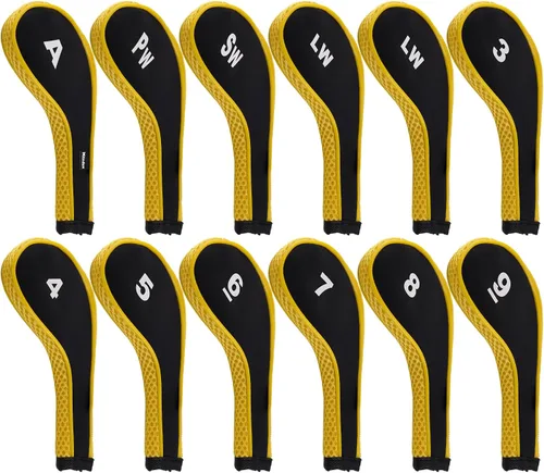 Miniatura 11 de Andux 12 unids/set Golf Iron Club Head Covers Número impresión cuello largo con cremallera with Zipper Closure Number Print Coloured Piping